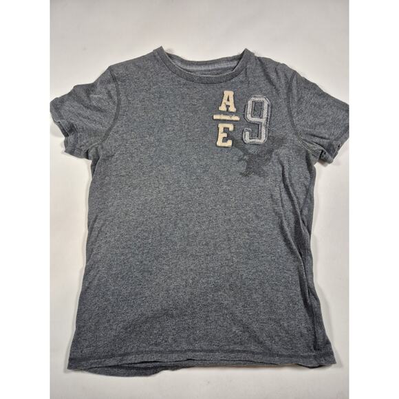 Vintage American Eagle Shirt Mens med Gray Y2K Crew Neck Embroidered School - Picture 1 of 4